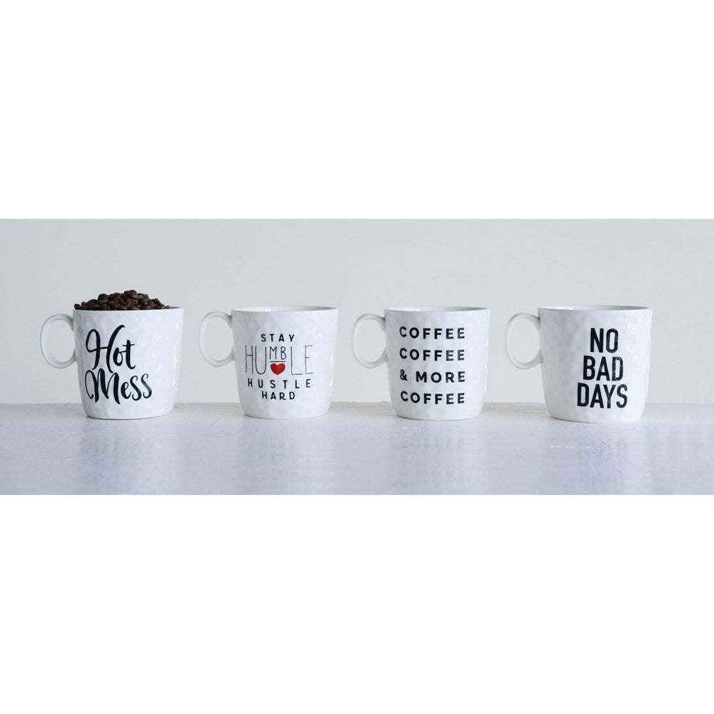 Black + White Stoneware Mugs