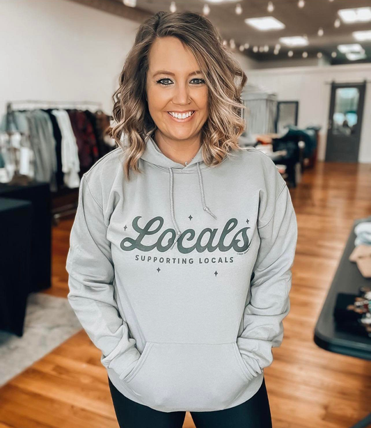 LOCALS SUPPORTING LOCALS - Grey Hooded Sweatshirt