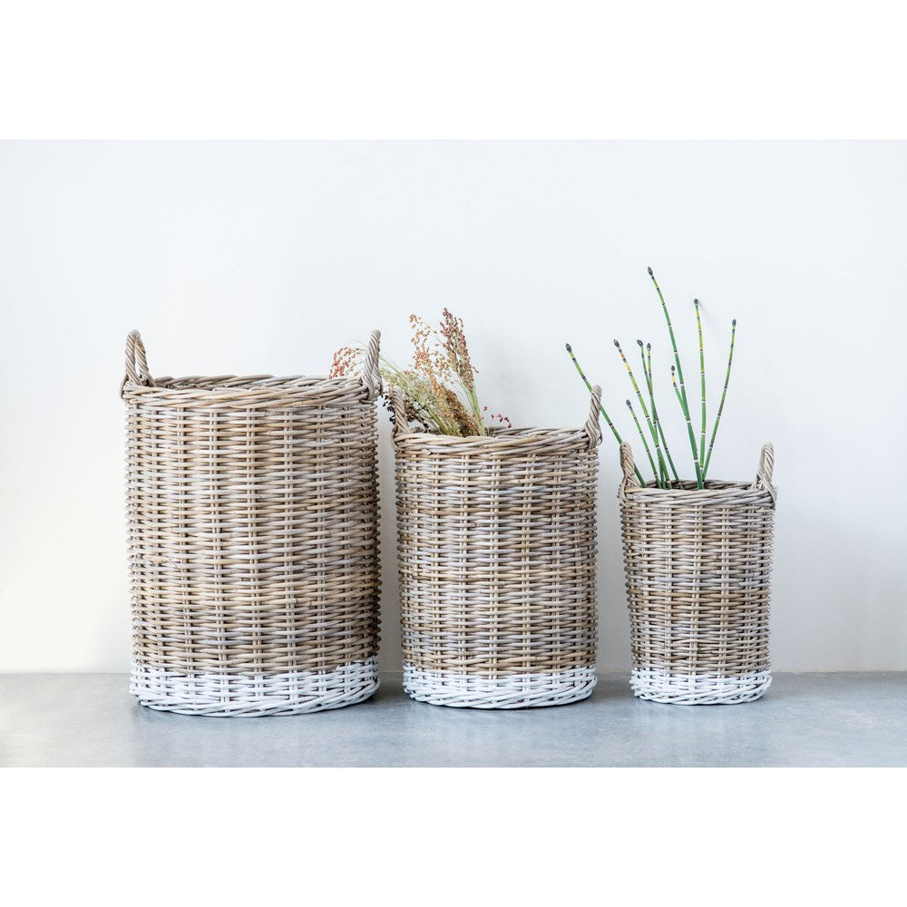 Dipped White Rattan Baskets