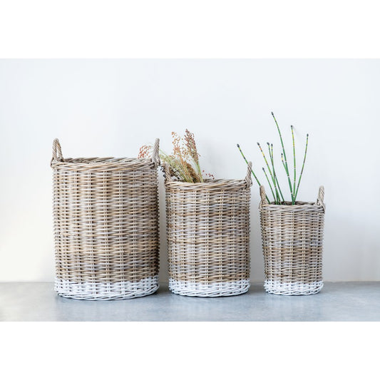 Dipped White Rattan Baskets