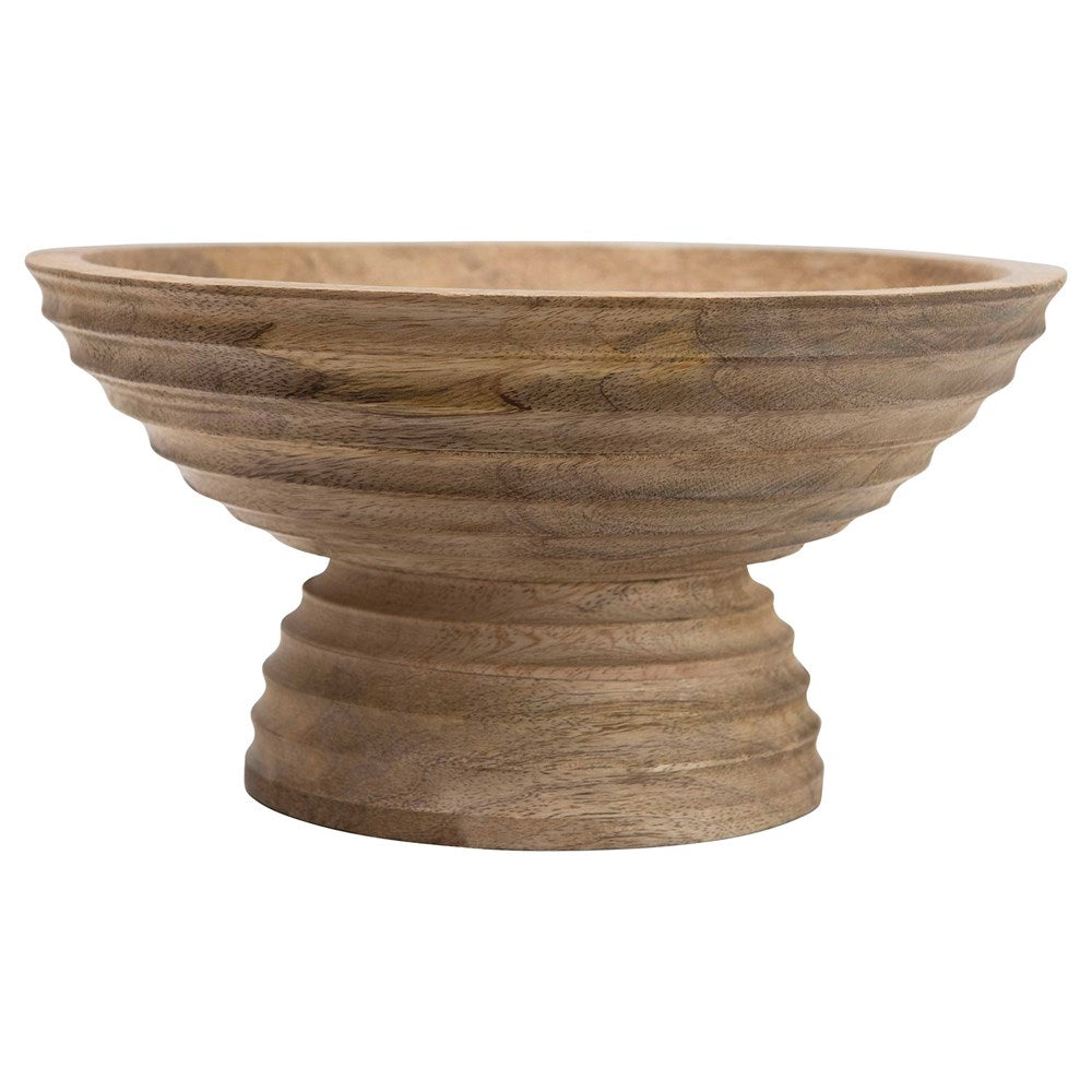 Wood Ridged Footed Bowl, The Feathered Farmhouse