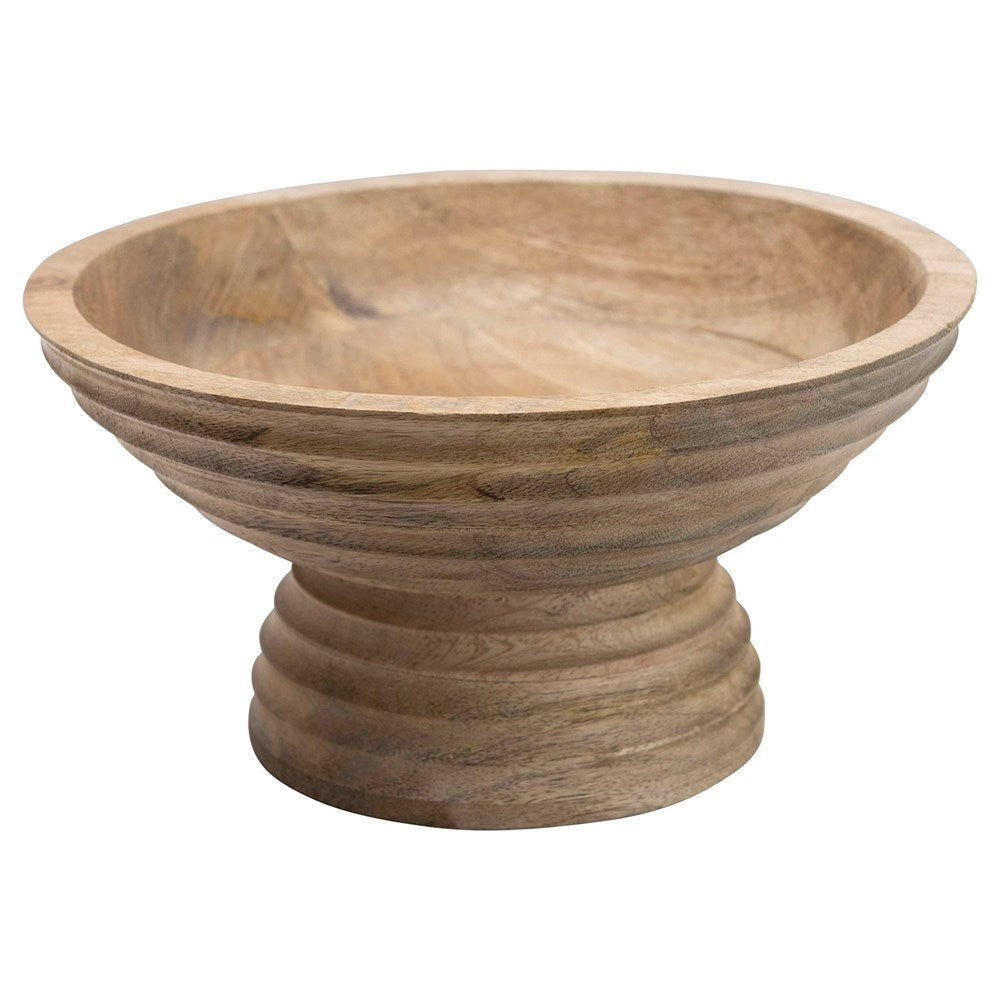 Wood Ridged Footed Bowl, The Feathered Farmhouse