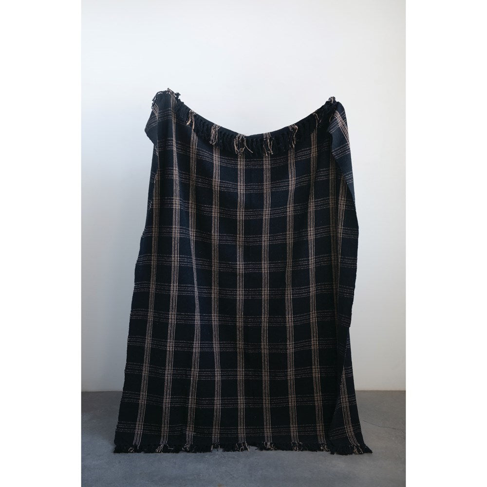 Black + Tan Plaid Throw
