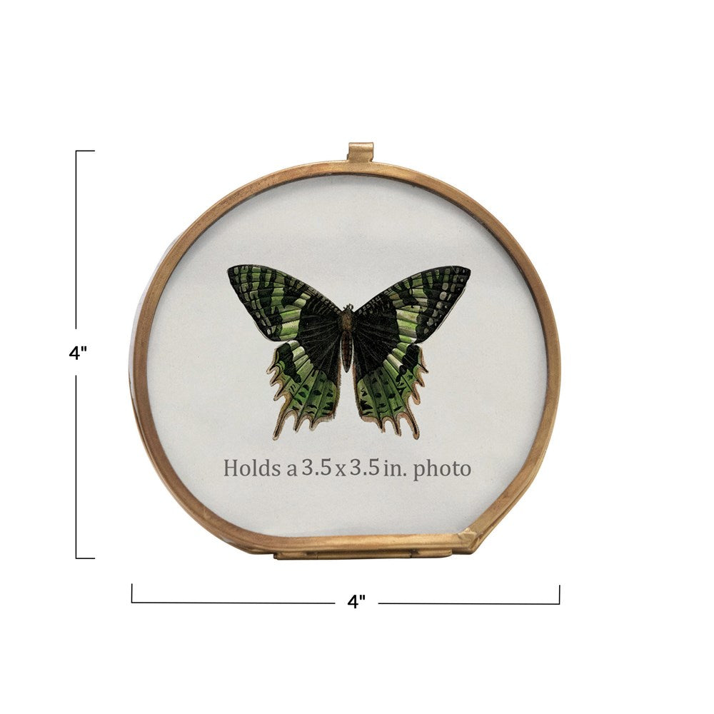 Round Brass & Glass Photo Frame
