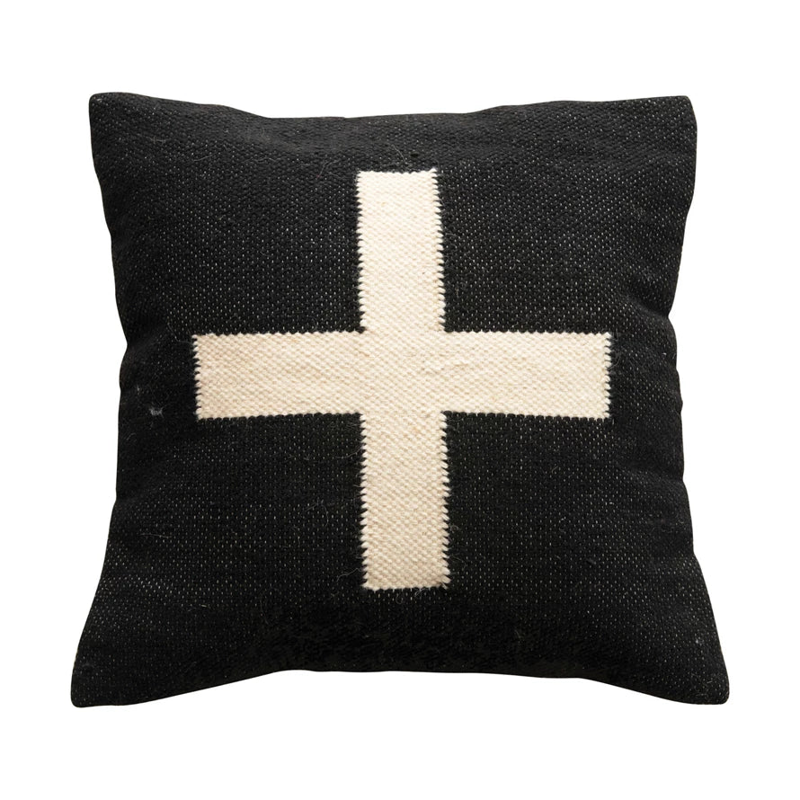 Wool Pillow w/ Swiss Cross, The Feathered Farmhouse