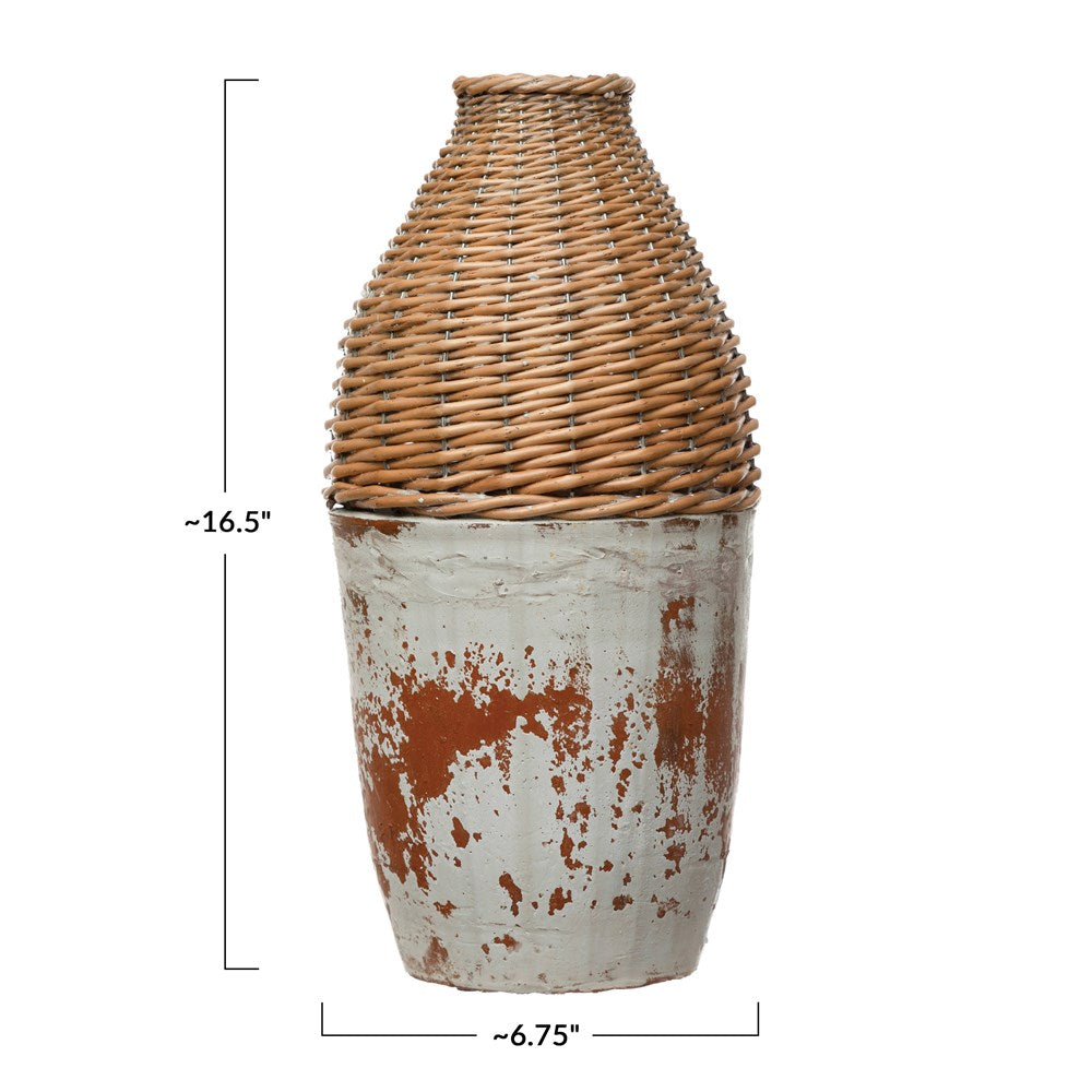Rattan + Clay Vase, The Feathered Farmhouse