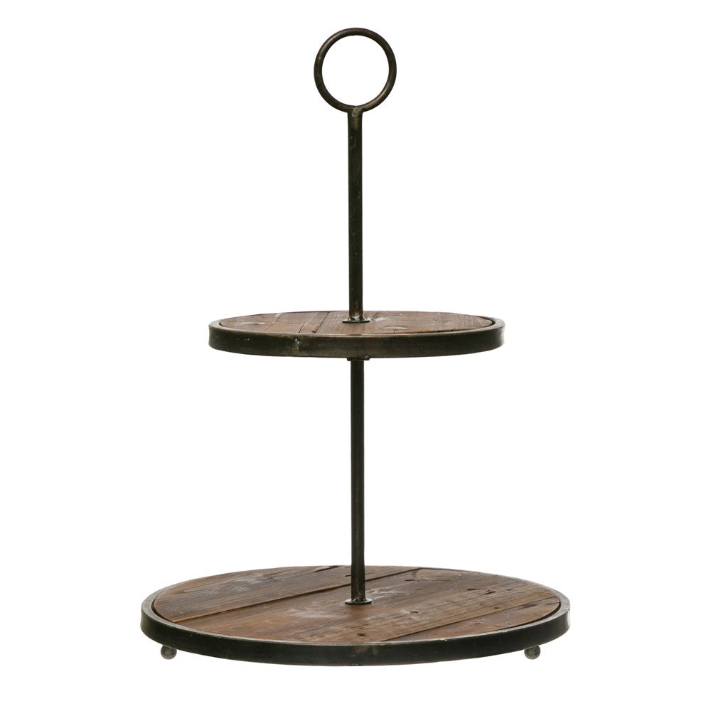 Wood + Metal 2-Tier Tray