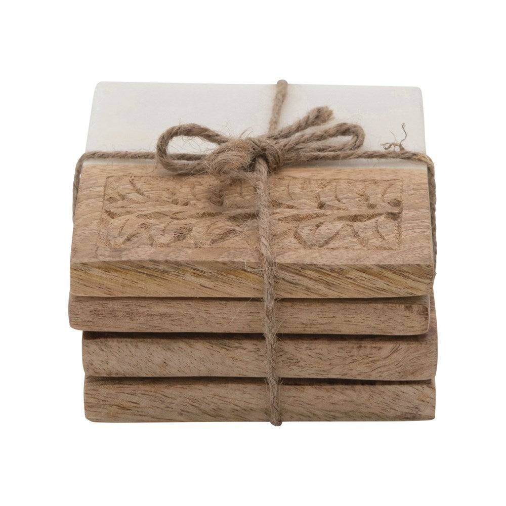 Wood + Marble Coasters