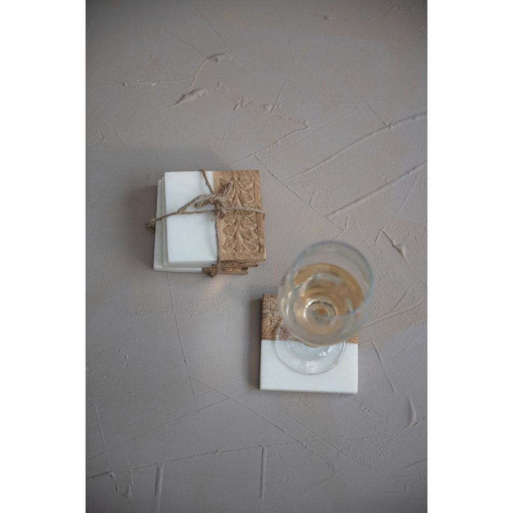 Wood + Marble Coasters