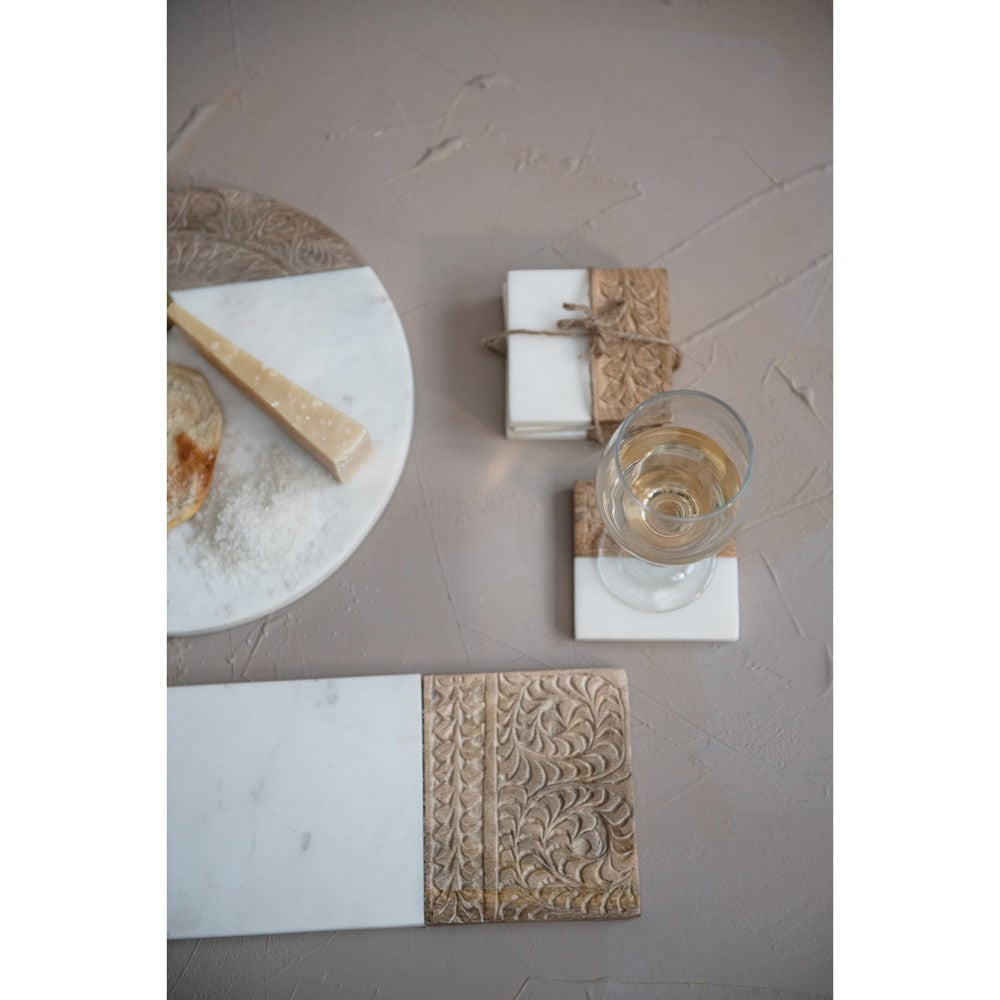 Wood + Marble Coasters