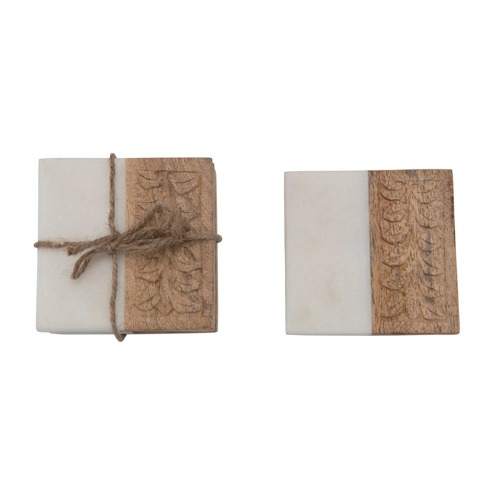Wood + Marble Coasters