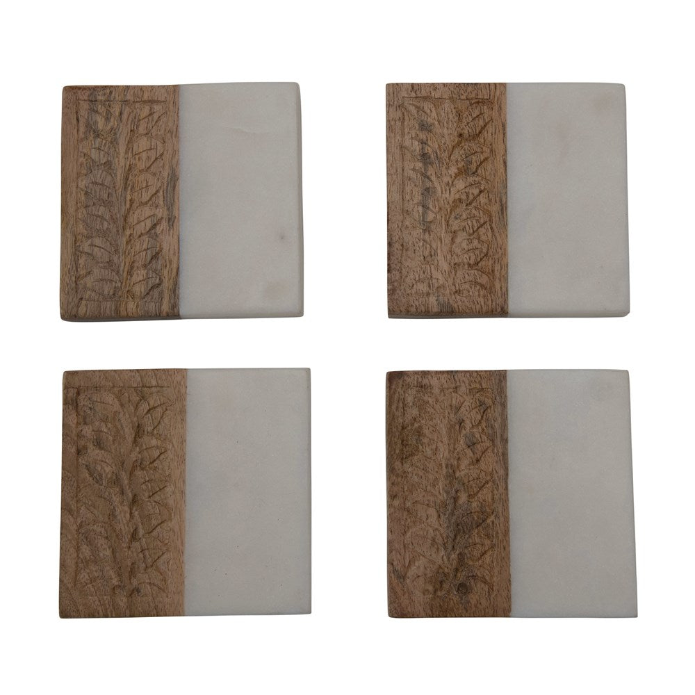 Wood + Marble Coasters