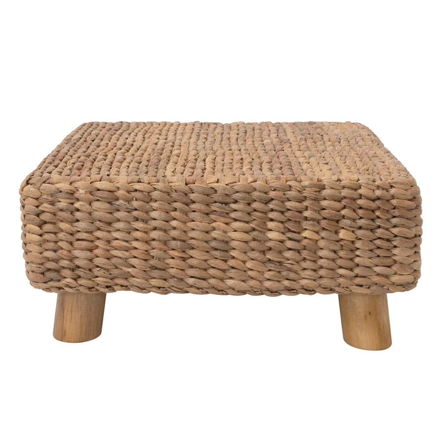 Woven Stool w/ Teakwood Legs, The Feathered Farmhouse