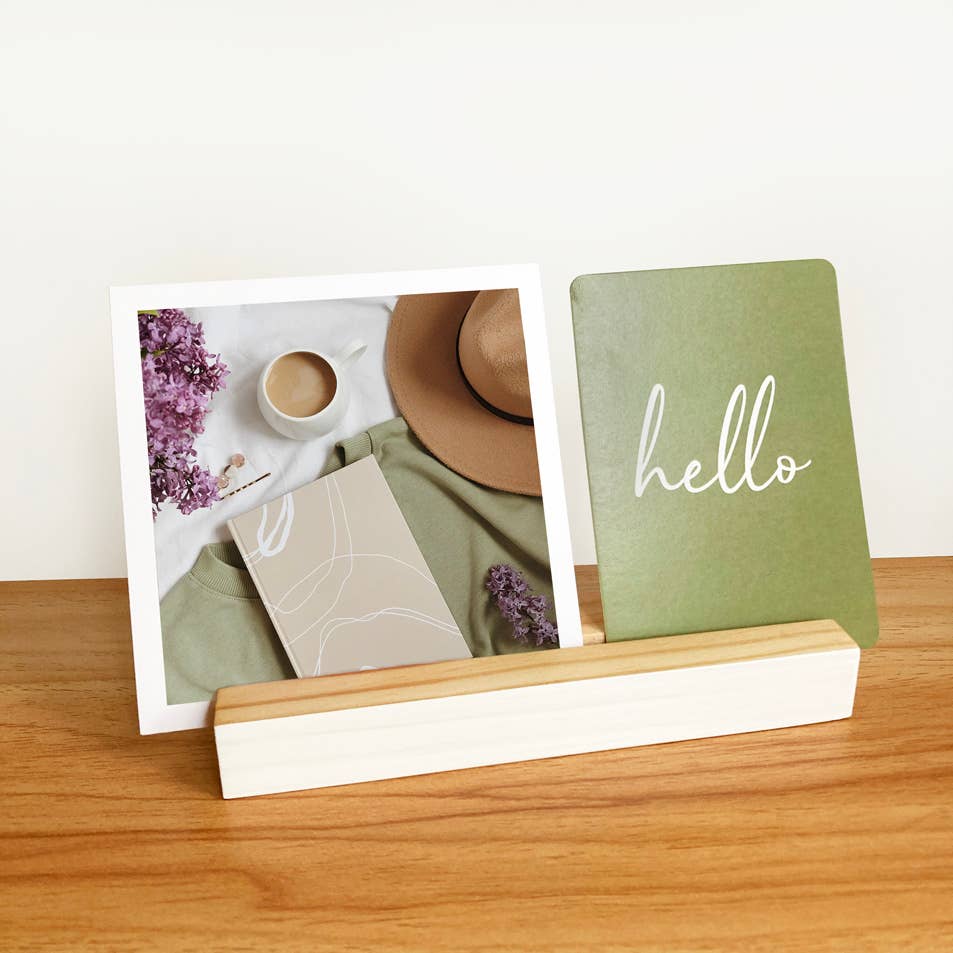White Bar Photo Holder Stand, Wooden Picture Card Holder