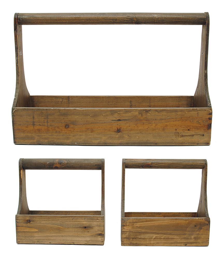 Wood Tool Box Planter Baskets
