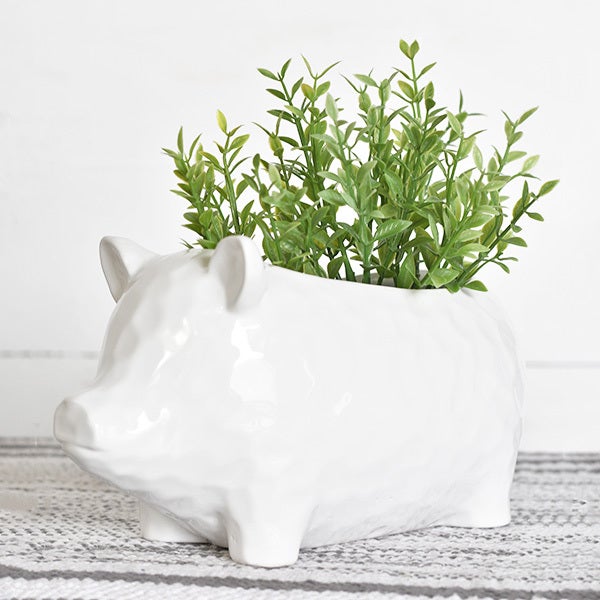 White Pig Planter, The Feathered Farmhouse