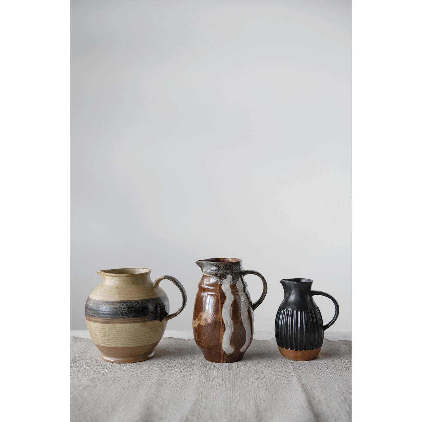 Matte Black and Tan Pitcher