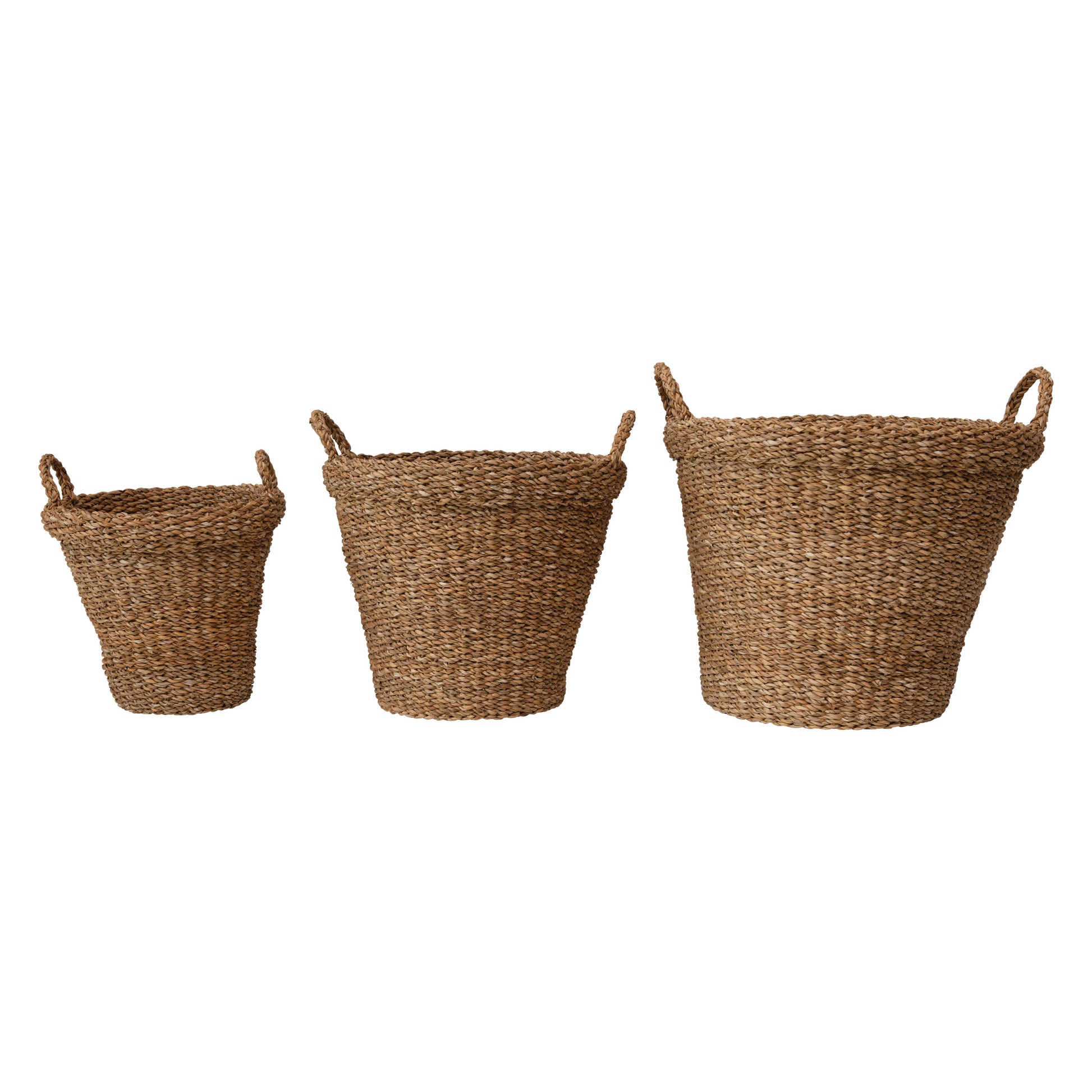 Hand-Woven Baskets with Handles, feathered farmhouse