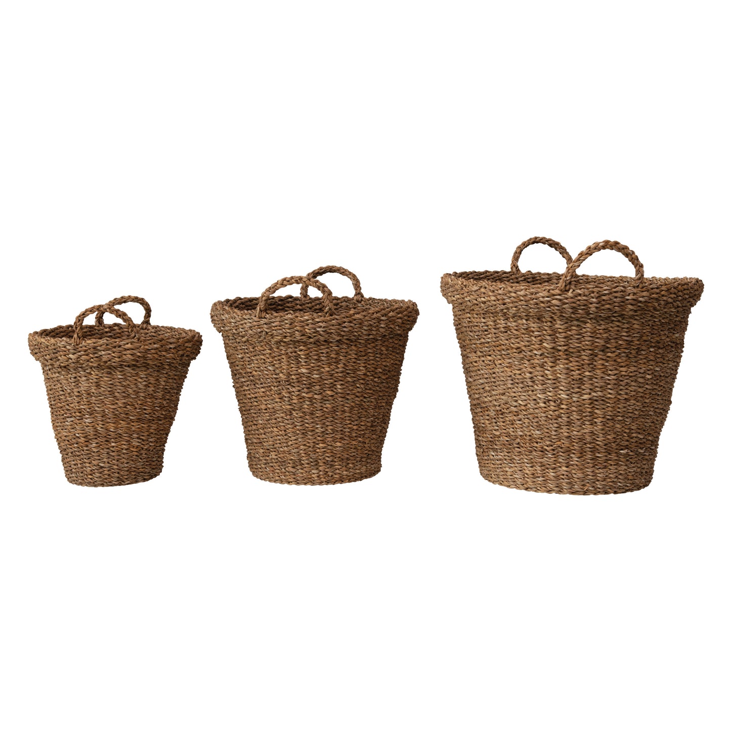 Hand-Woven Baskets with Handles, feathered farmhouse