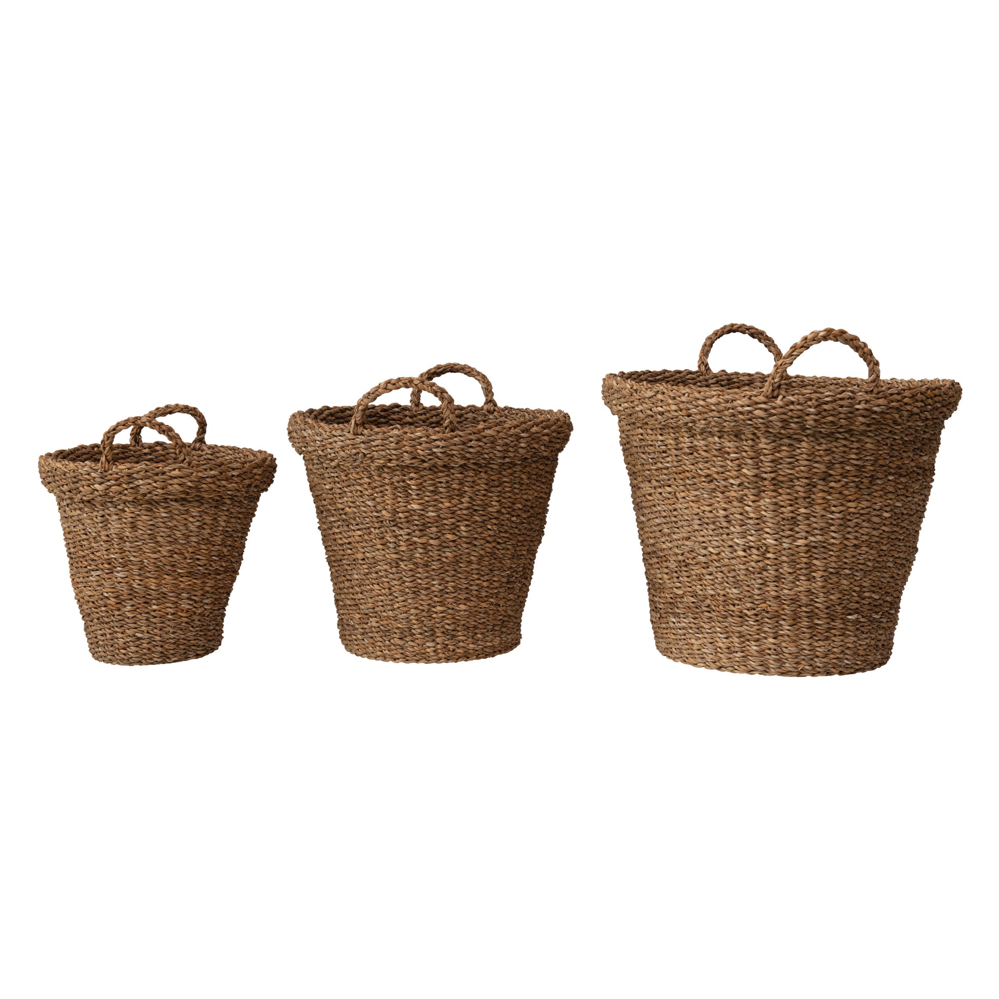 Hand-Woven Baskets with Handles, feathered farmhouse