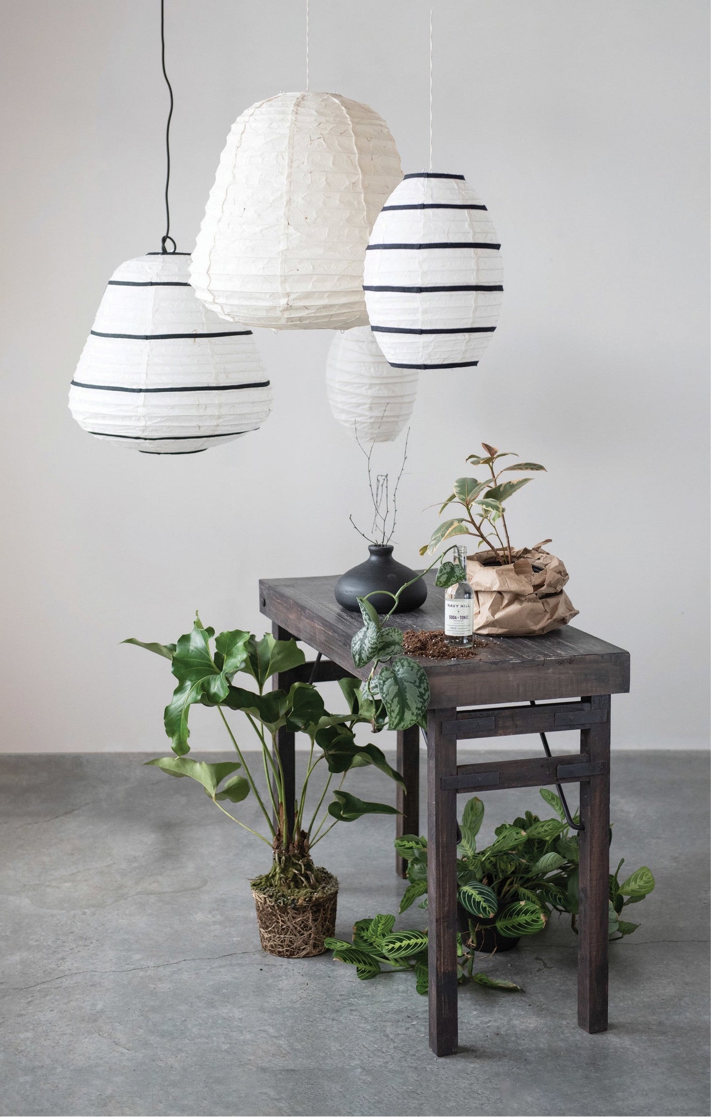 Black Paulownia Wood Vase, feathered farmhouse