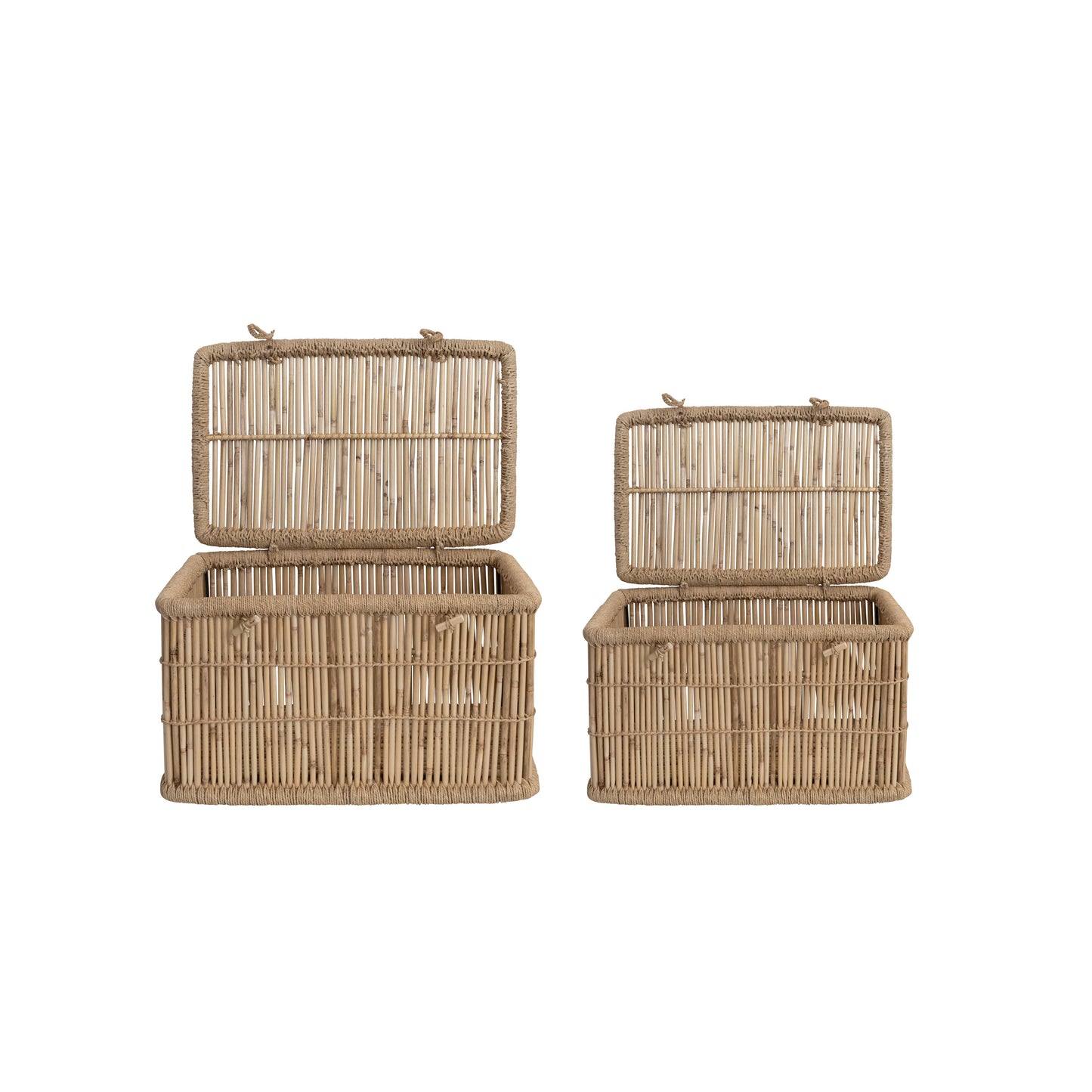 bamboo & jute boxes, feathered farmhouse