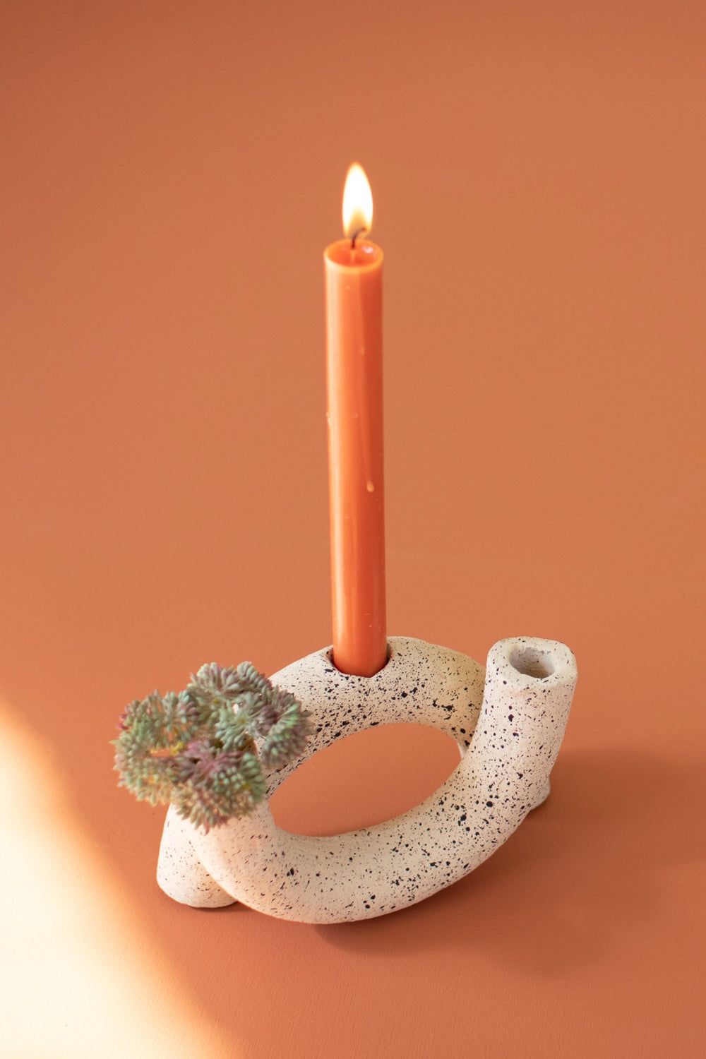 Speckled U-Shaped Clay Taper Holder