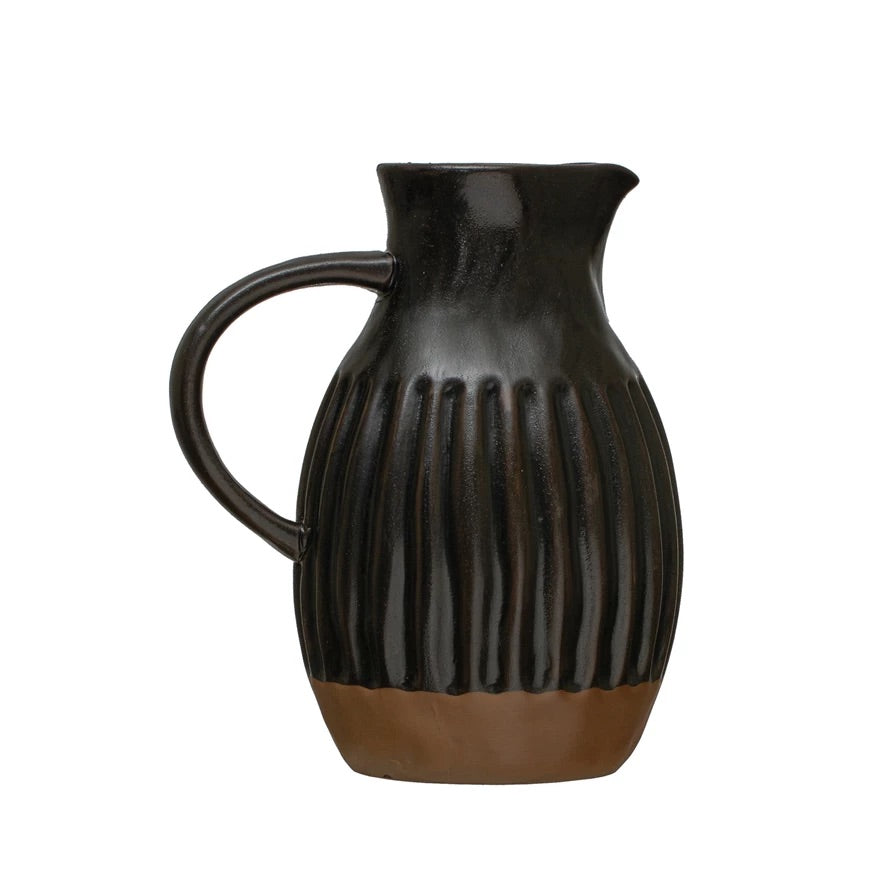 Matte Black and Tan Pitcher