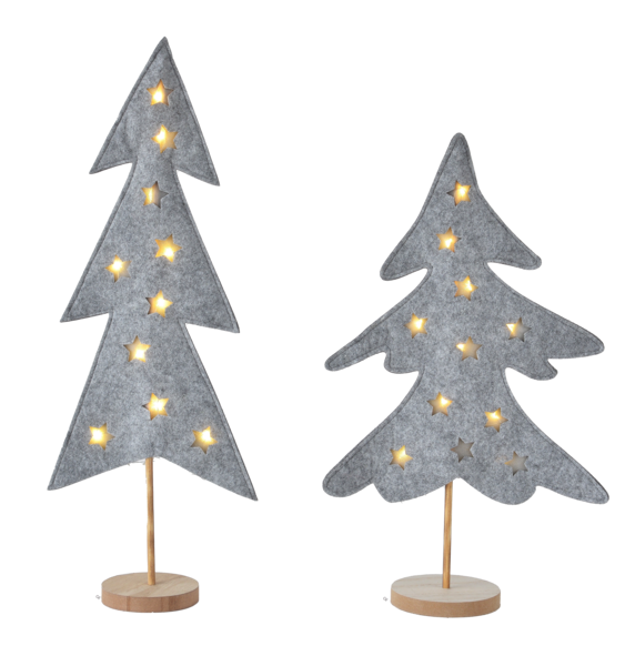 Gray Light Up Tree, Feathered Farmhouse