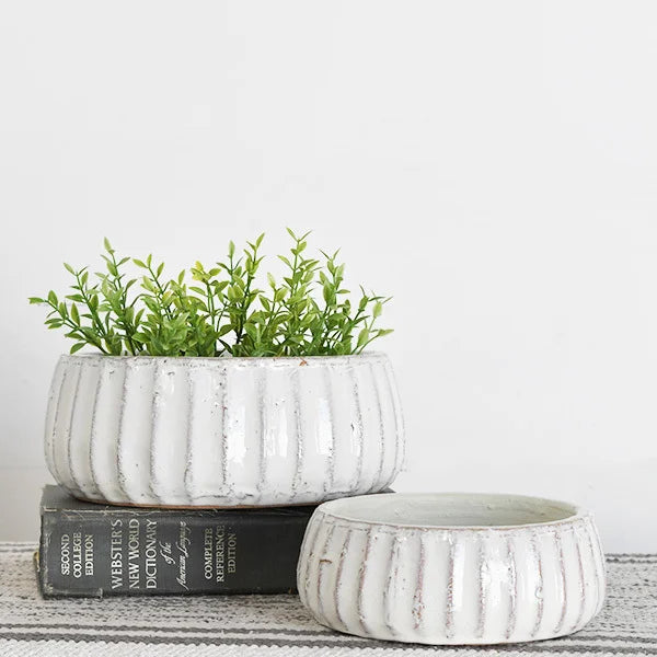 White Stripe Bowl, Feathered Farmhouse