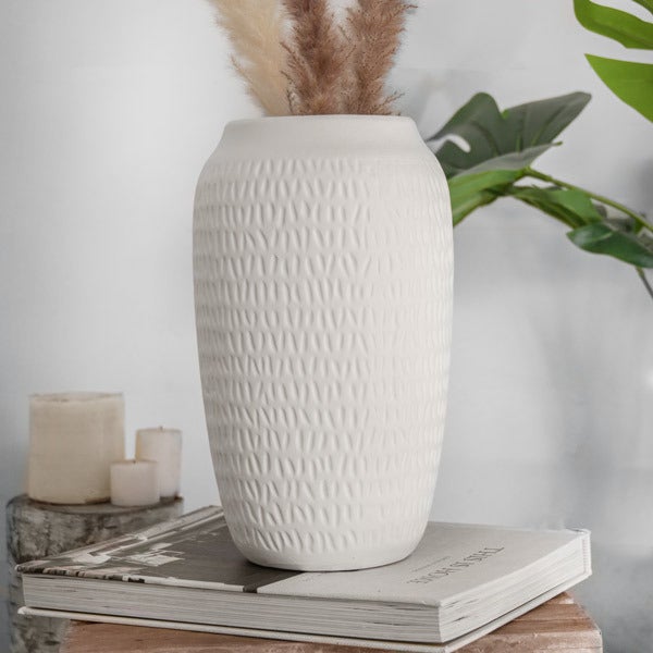 White Textured Vase
