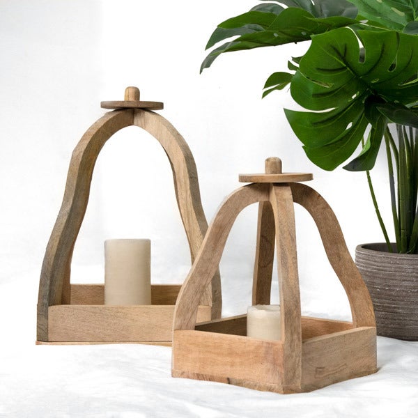 Mango Wood Lantern The Feathered Farmhouse