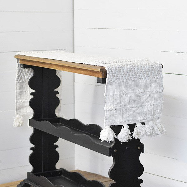 Beige + White Tassle Runner