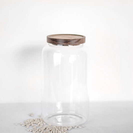 Clear Glass Canister Wood Lid