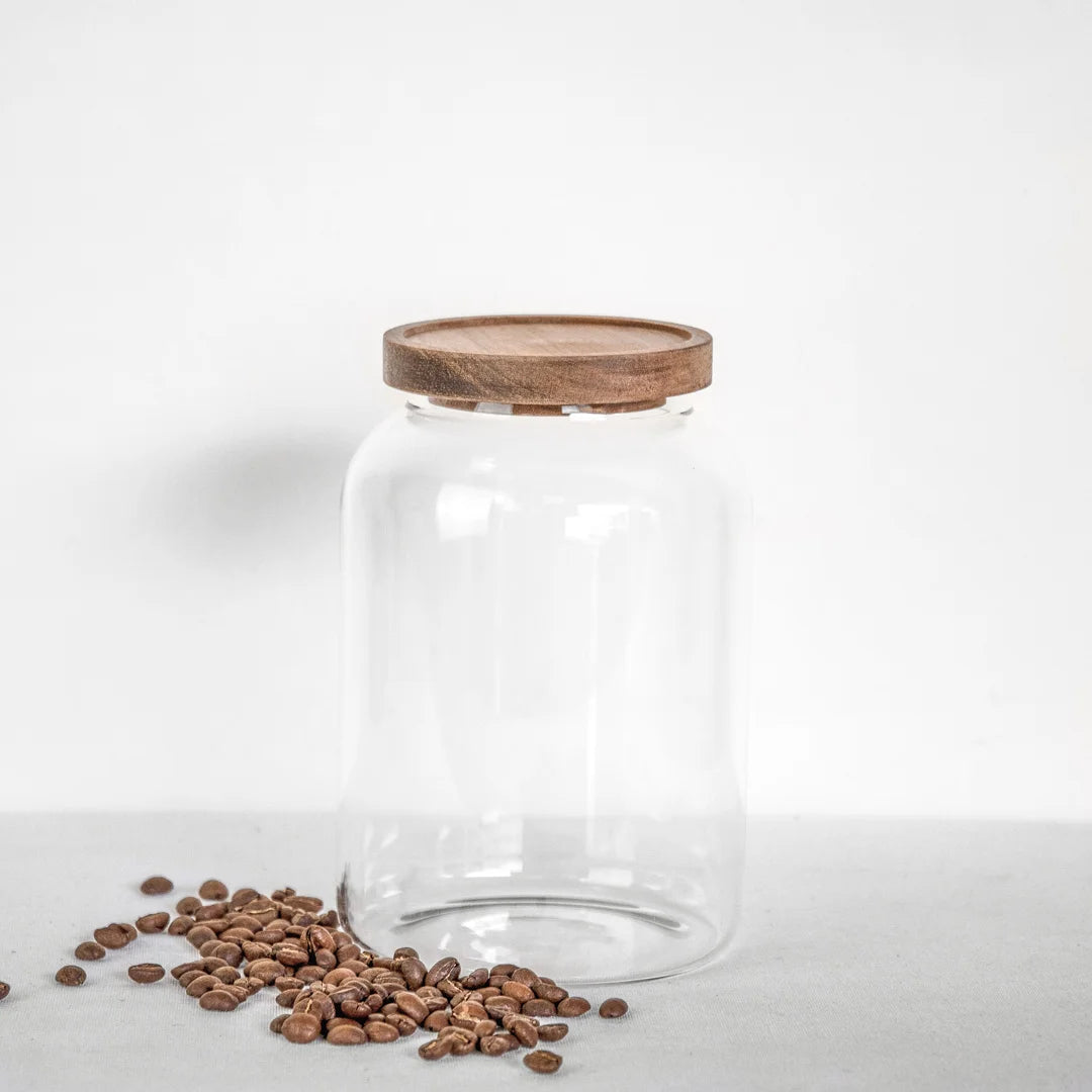 Clear Glass Canister Wood Lid