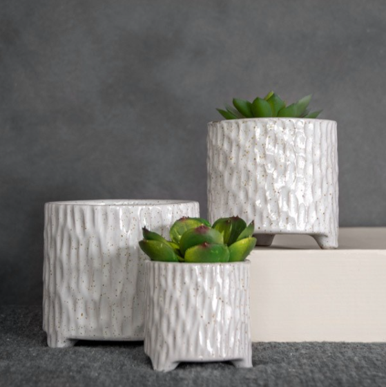 White Ceramic Planters, The Feathered Farmhouse
