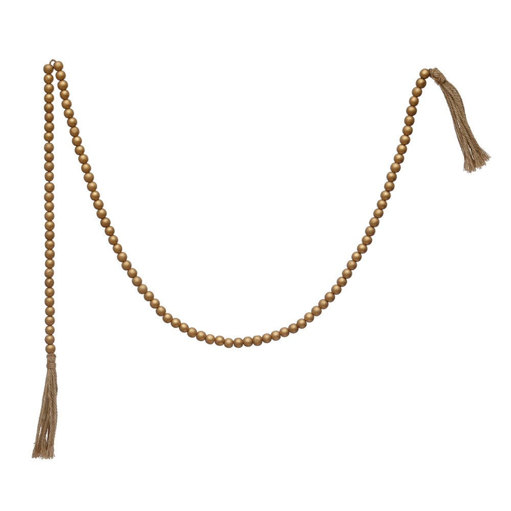 Gold Wood Bead Garland, The Feathered Farmhouse