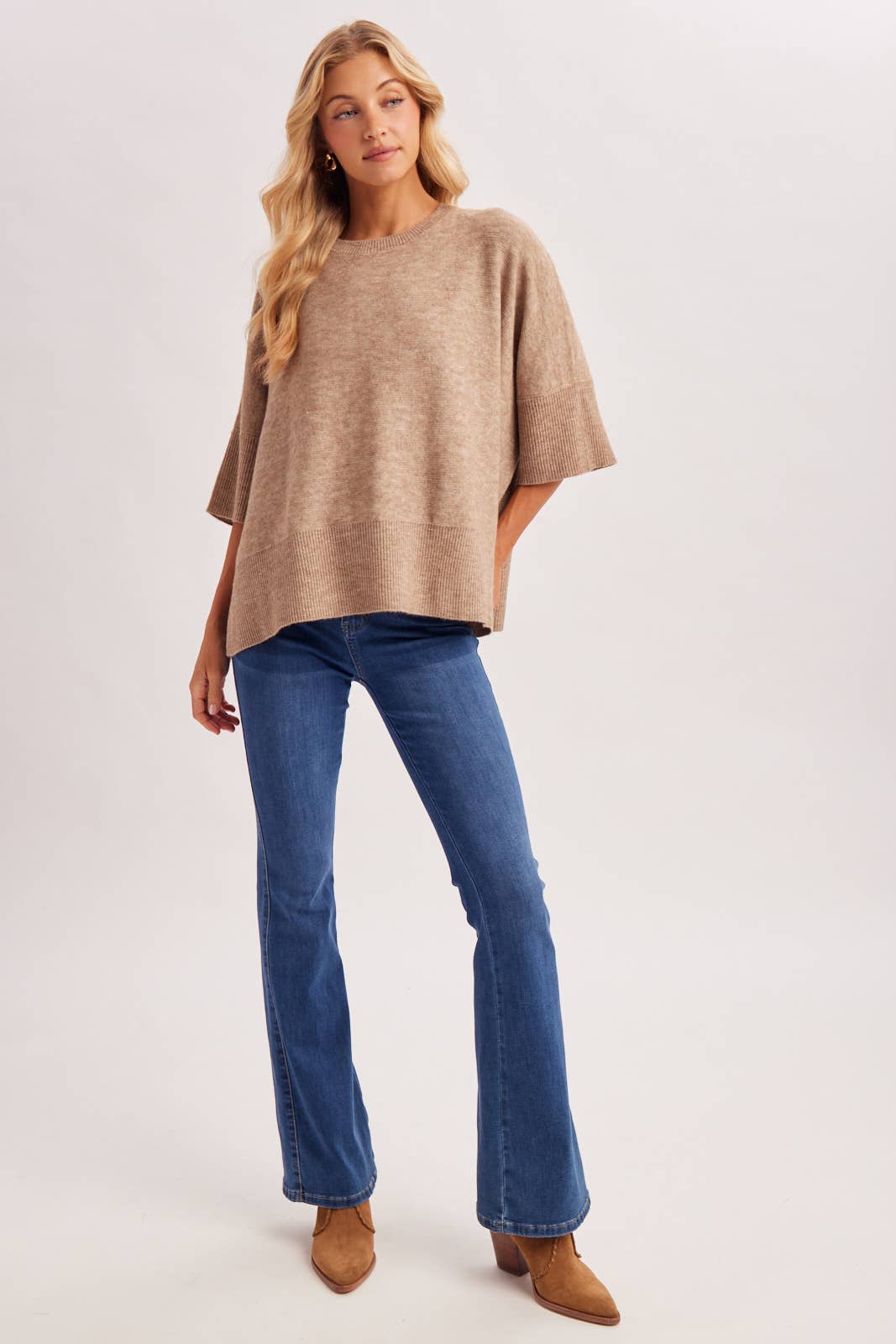 Latte Ella Knit Top, Feathered Farmhouse