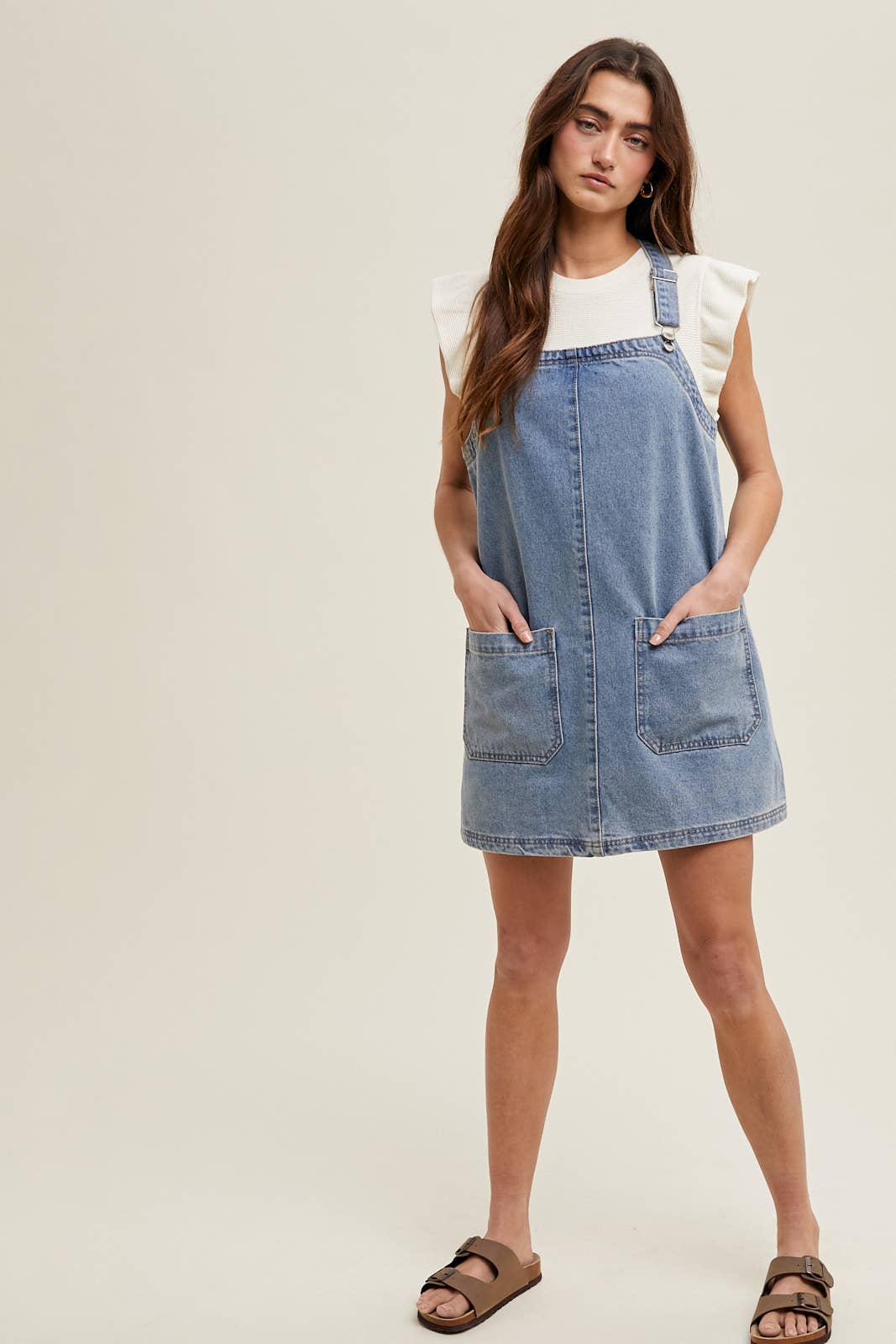 Denim Mini Overall Skirt, Feathered Farmhouse