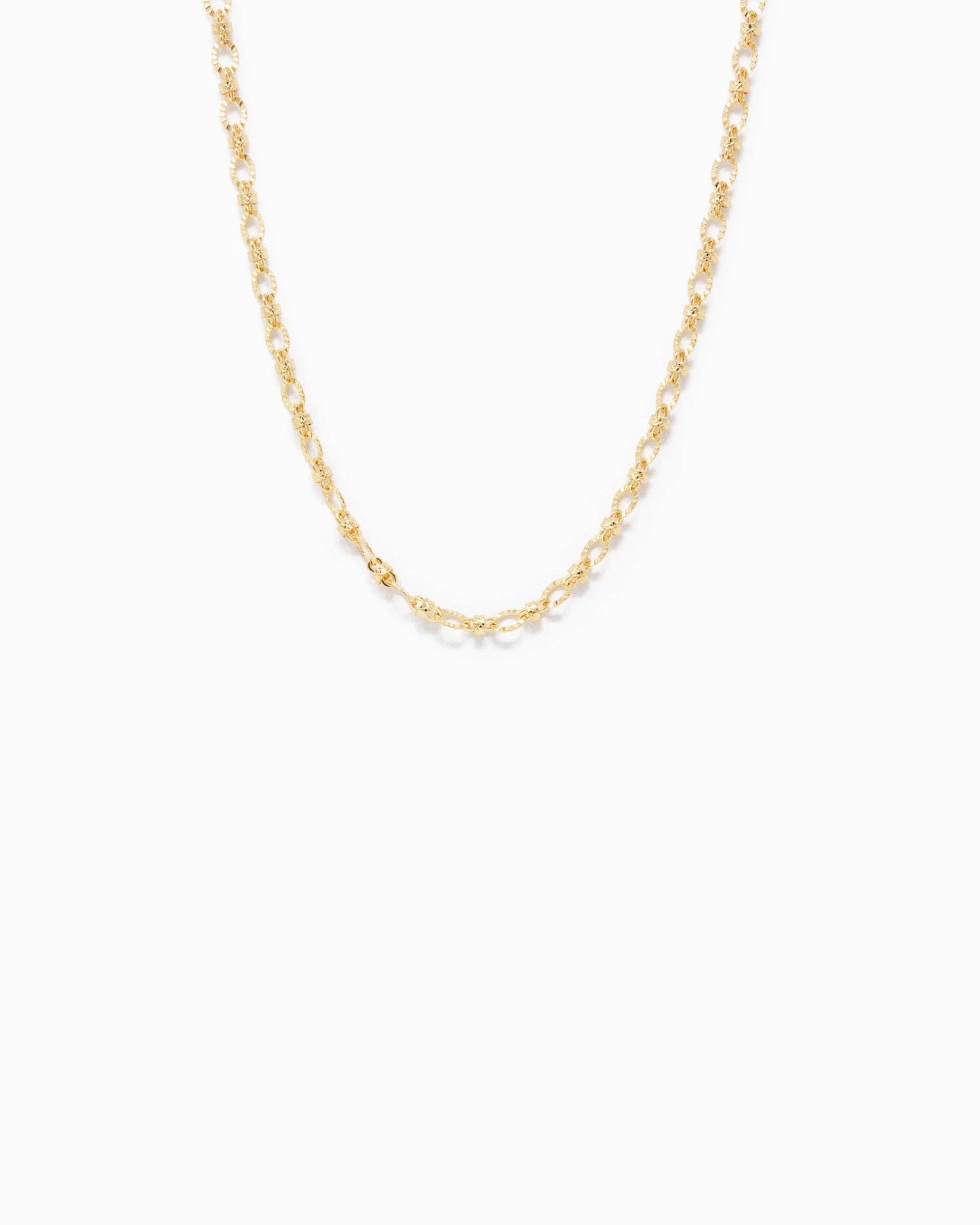 Textured Oval Link Mix Chain Necklace