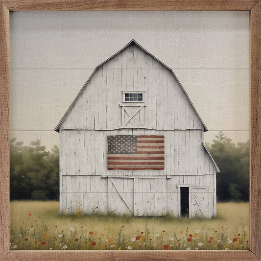 White Summer Flag Barn, Feathered Farmhouse