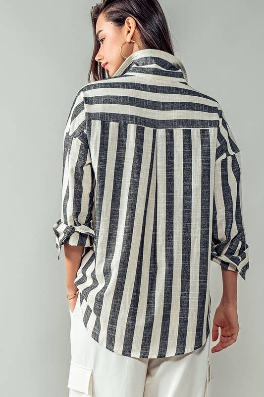 Striped Button Down Shirt, The Feathered Farmhouse