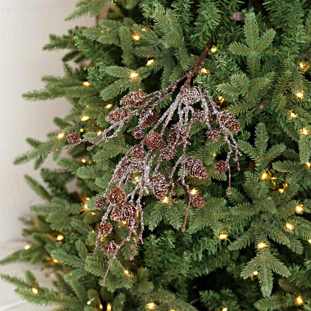 Mixed Snowy Sparkle with Birchcones Stem, Feathered Farmhouse