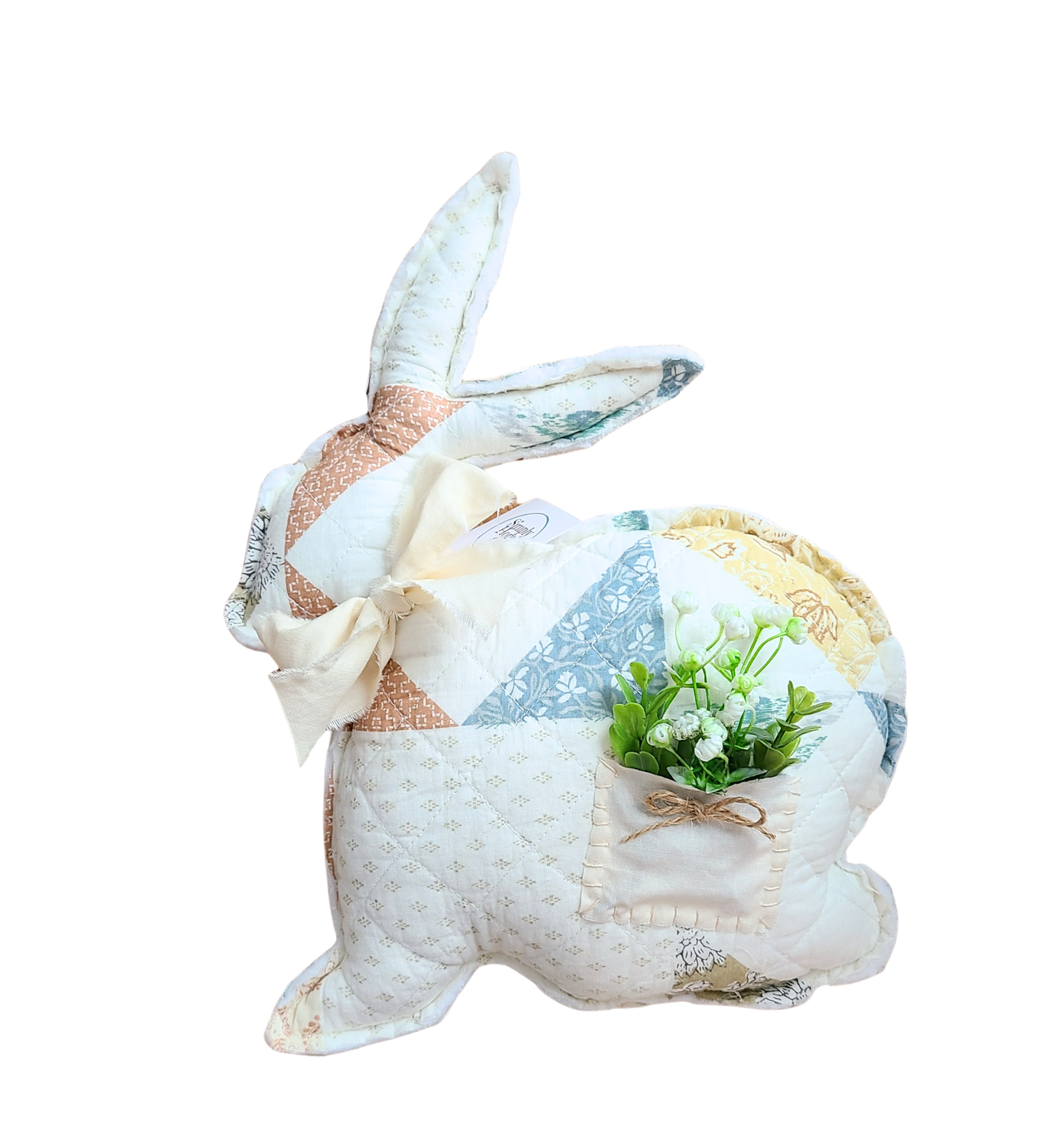 Seamed Floral Bunny Rabbit, Feathered Farmhouse