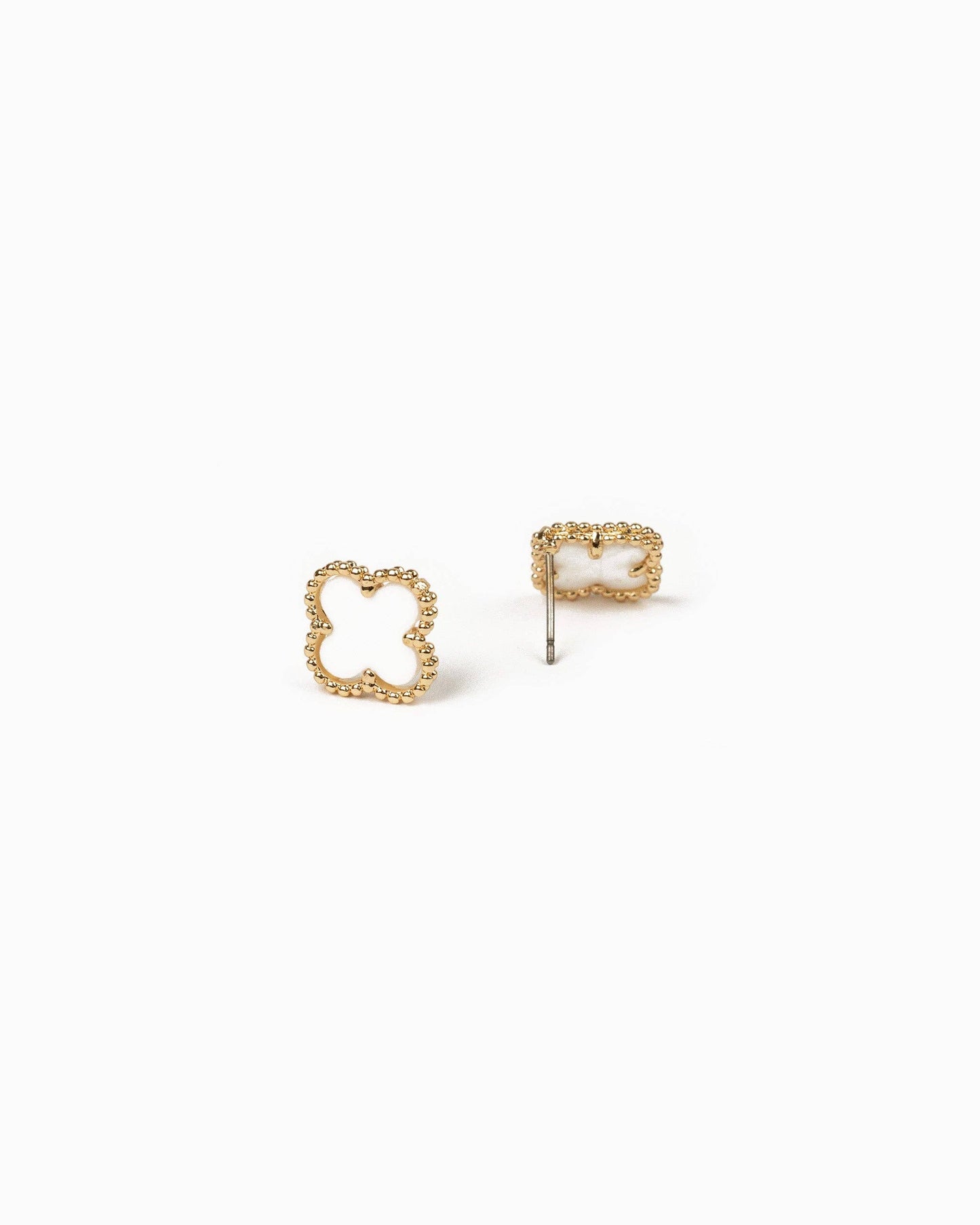 Gold Clover Stud Earrings, Feathered Farmhouse