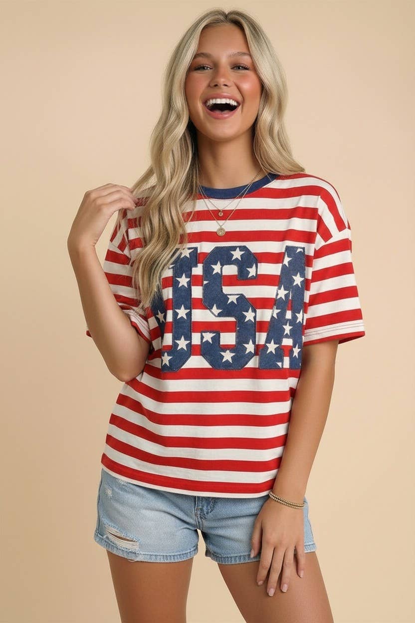 USA Stripe Tee, Feathered Farmhouse