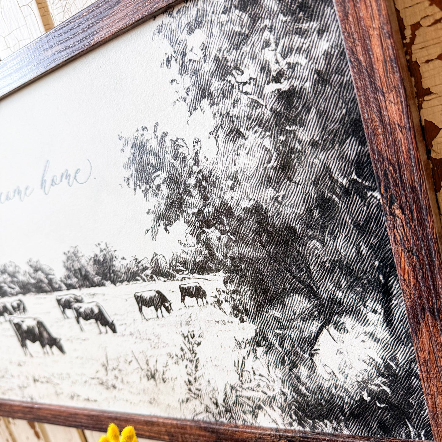 Love You Till the Cows Come Home Wood Sign, Feathered Farmhouse