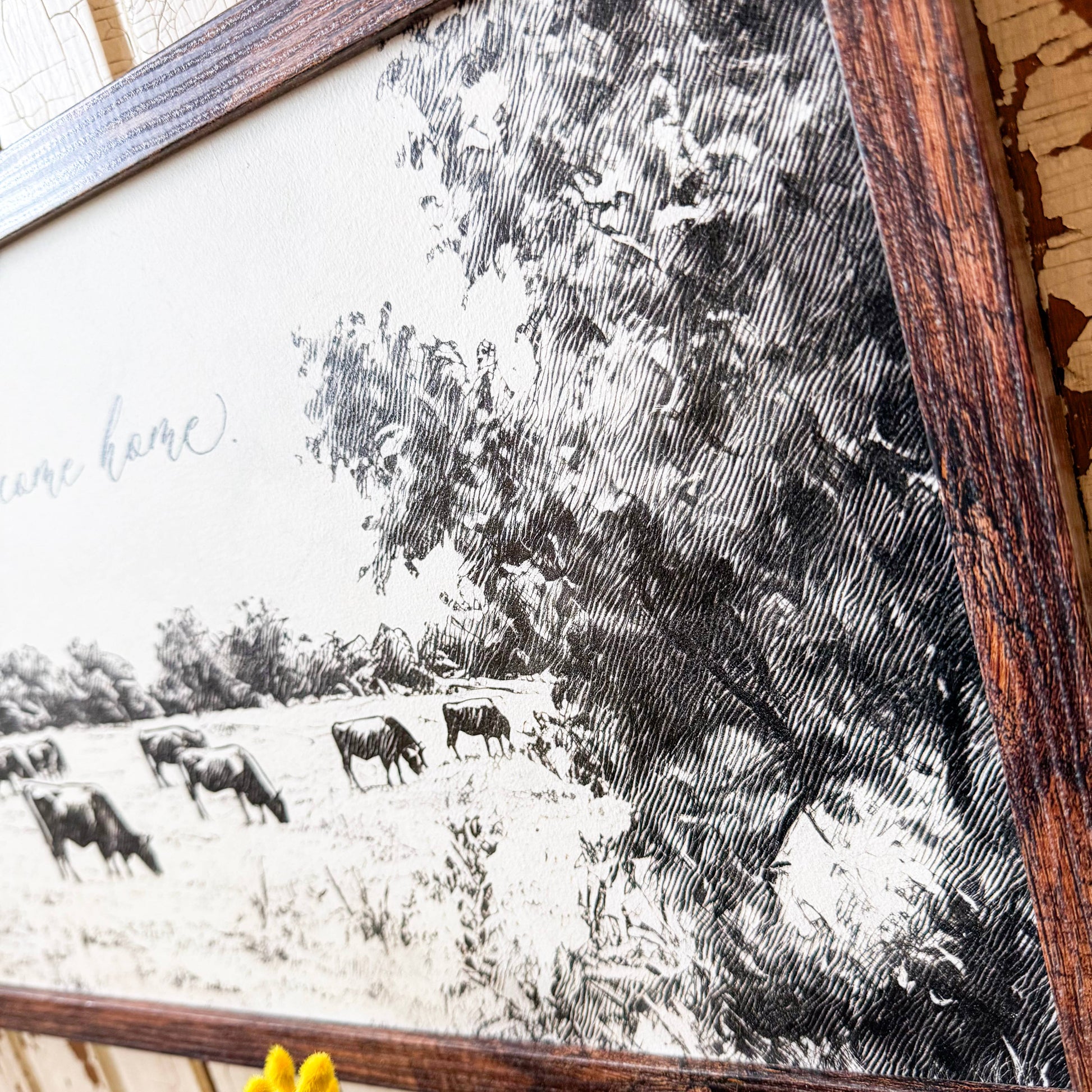 Love You Till the Cows Come Home Wood Sign, Feathered Farmhouse