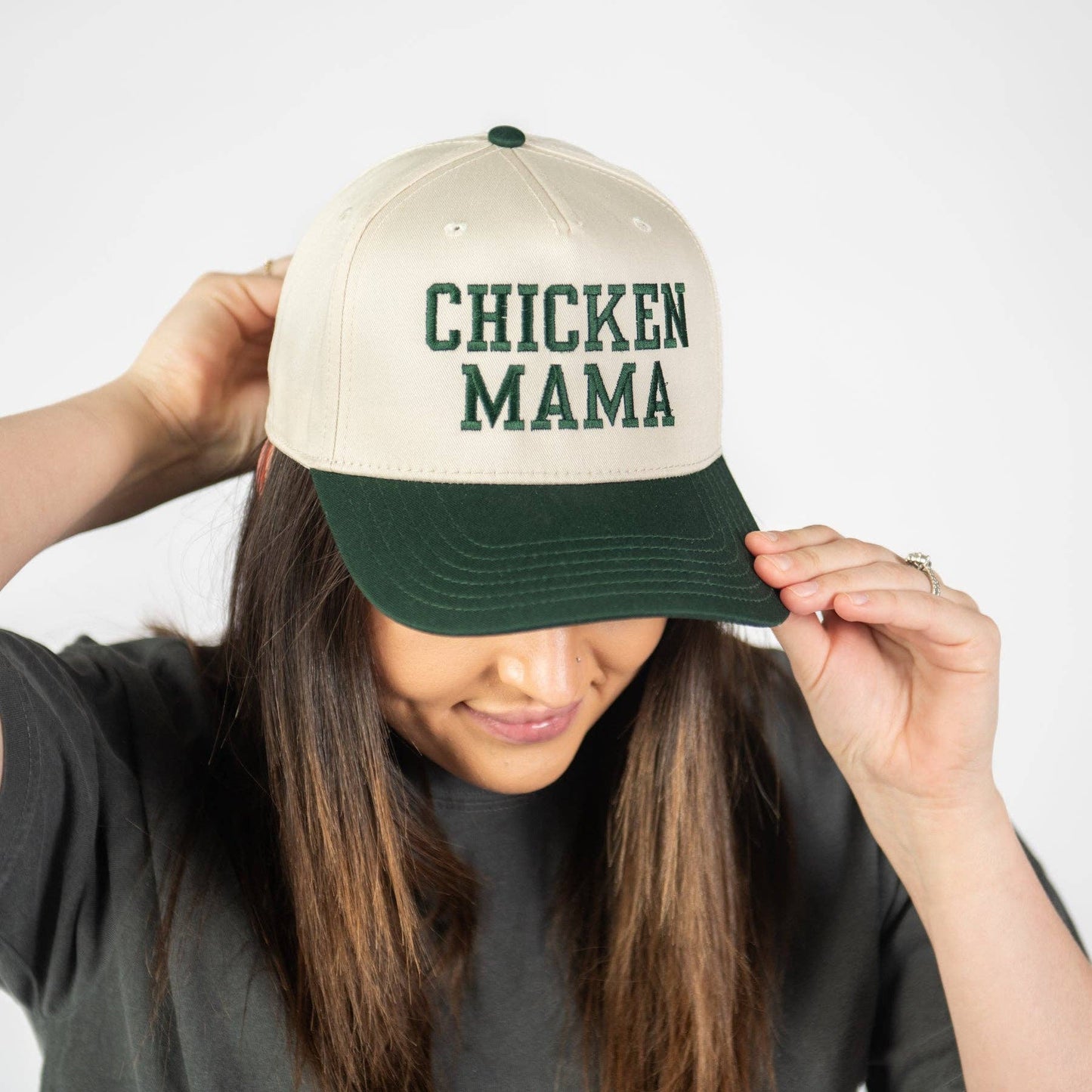 Western 'Chicken Mama' Women's Embroidered Trucker Hat, Feathered Farmhouse