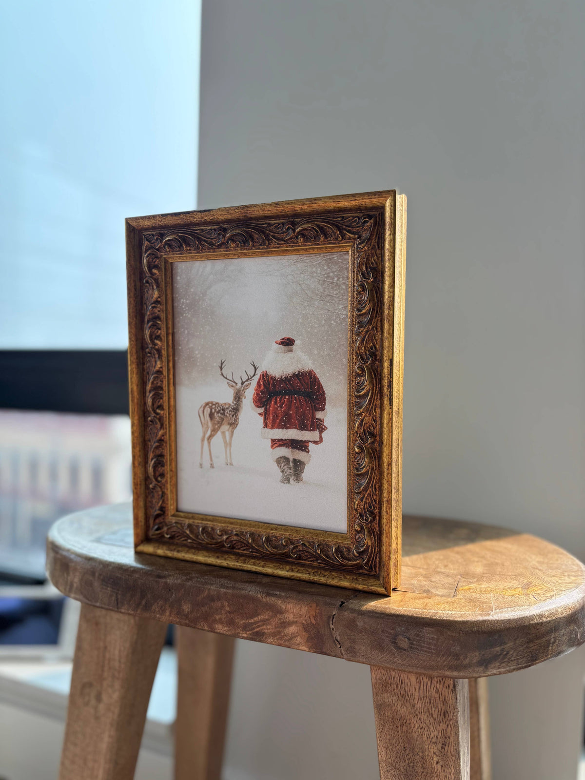 Santa and Reindeer Wall Art, Feathered Farmhouse
